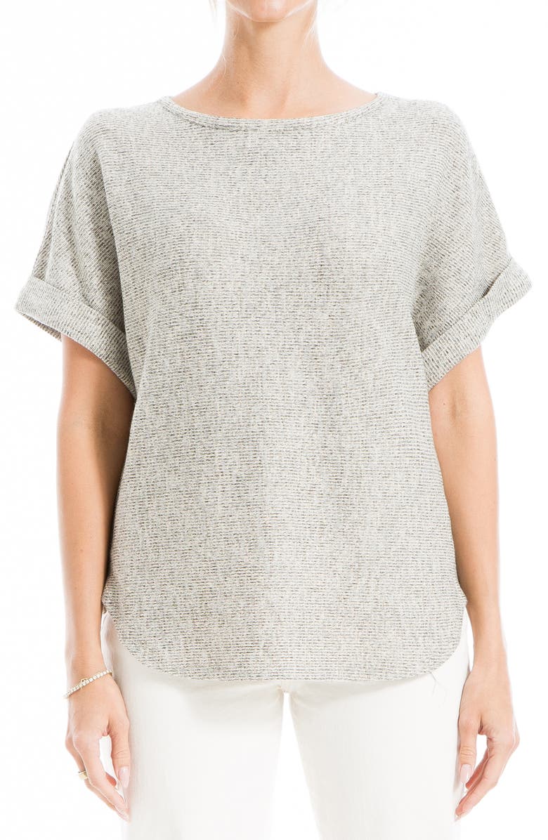 MAX STUDIO Short Sleeve Ribbed T-Shirt, Main, color, Oat/ Blk