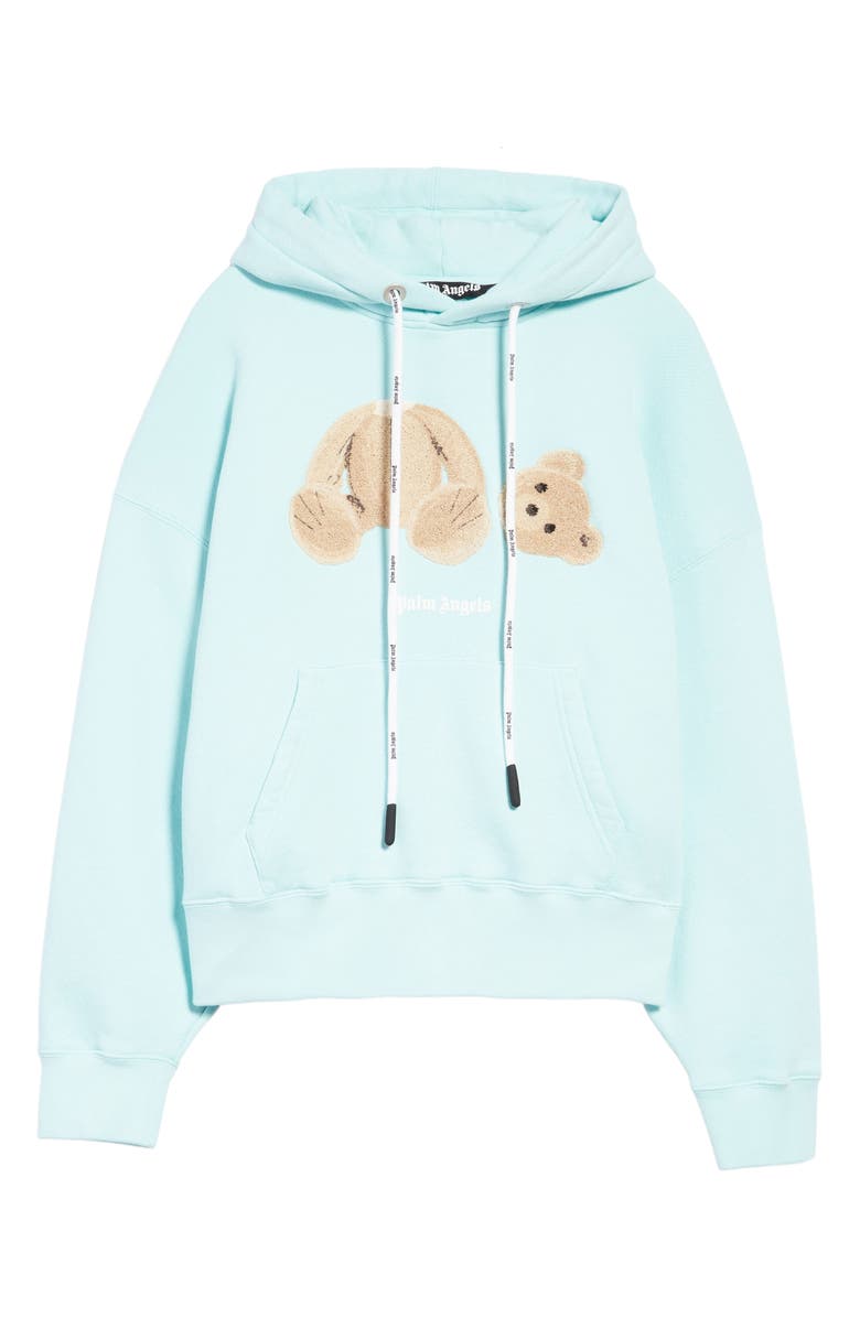 Palm Angels Bear Appliqué Cotton Hoodie, Alternate, color,