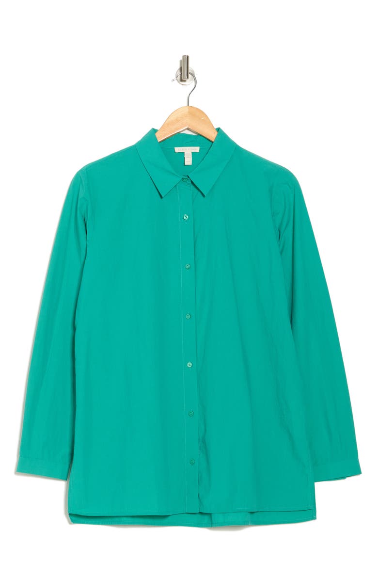 Eileen Fisher Organic Cotton Button-Up Shirt, Alternate, color, Sea Star