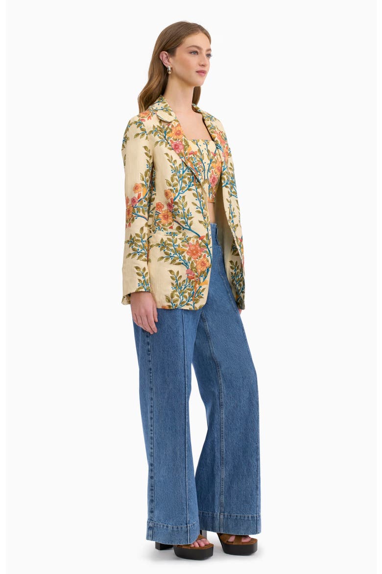 Cleo Printed Blazer, Alternate, color, Buttercream Multi