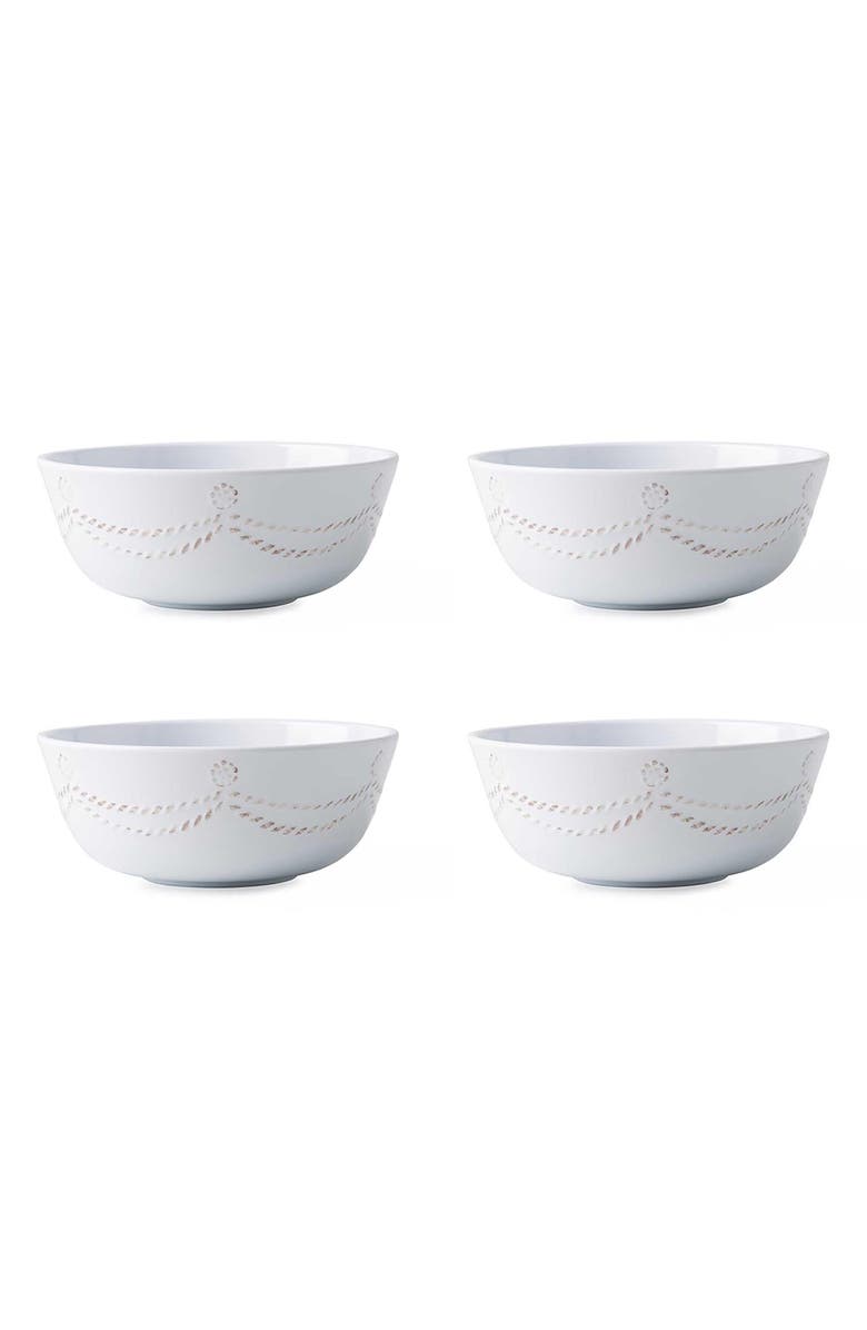 Juliska Berry & Thread Set of 4 Melamine Cereal Bowls, Main, color, Whitewash