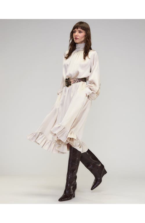 Cynthia Rowley Monroe Silk Charmeuse Dress In Stone
