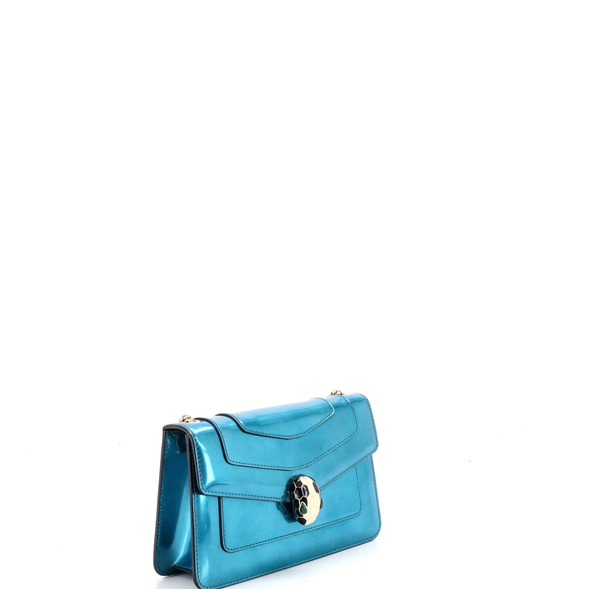 Serpenti Forever Shoulder Bag Metallic Leather Small, Alternate, color, Blue