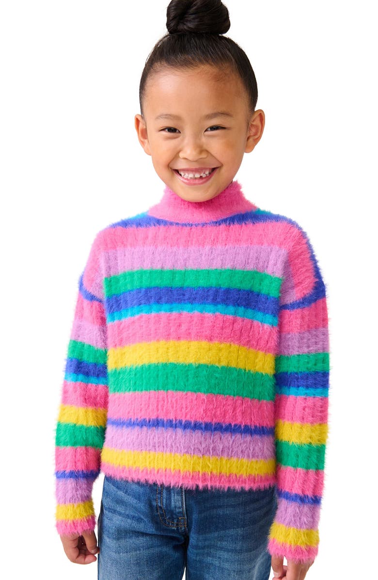 NEXT Kids' Rainbow Stripe Mock Neck Sweater, Alternate, color, 