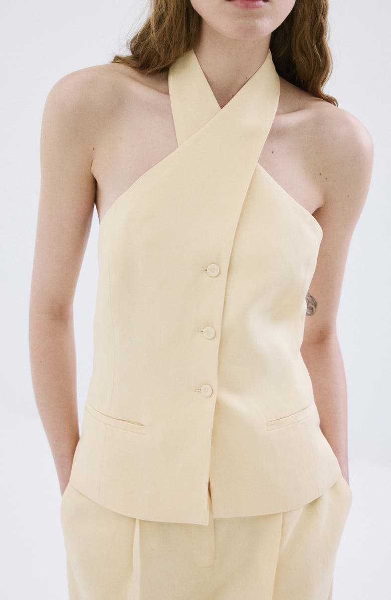 MANGO Martini Halter Top, Main, color, Yellow