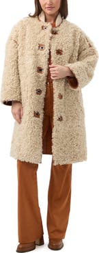 Trina Turk Spartan Reversible Faux Shearling and Faux Suede Coat