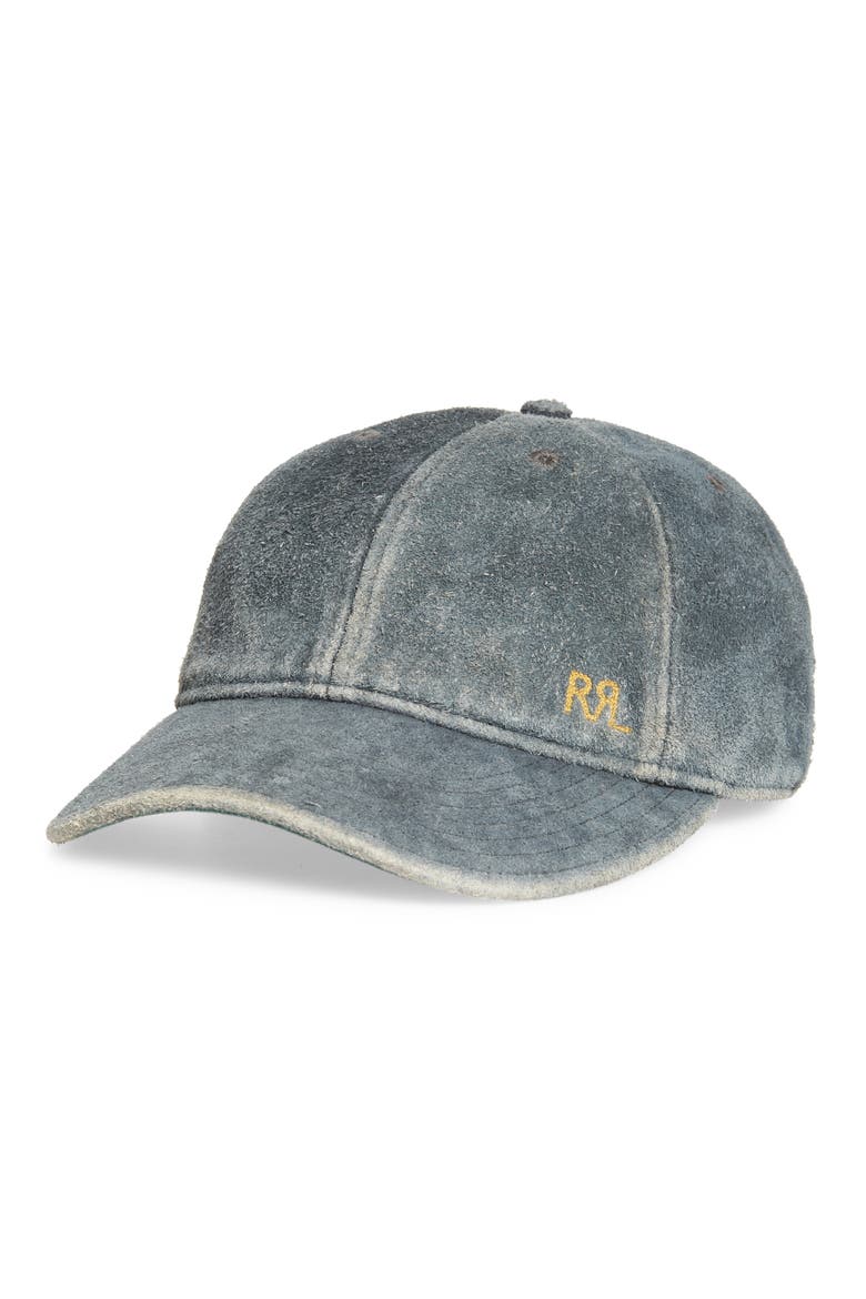 RRL Rough Out Suede Baseball Cap, Main, color, INDIGO
