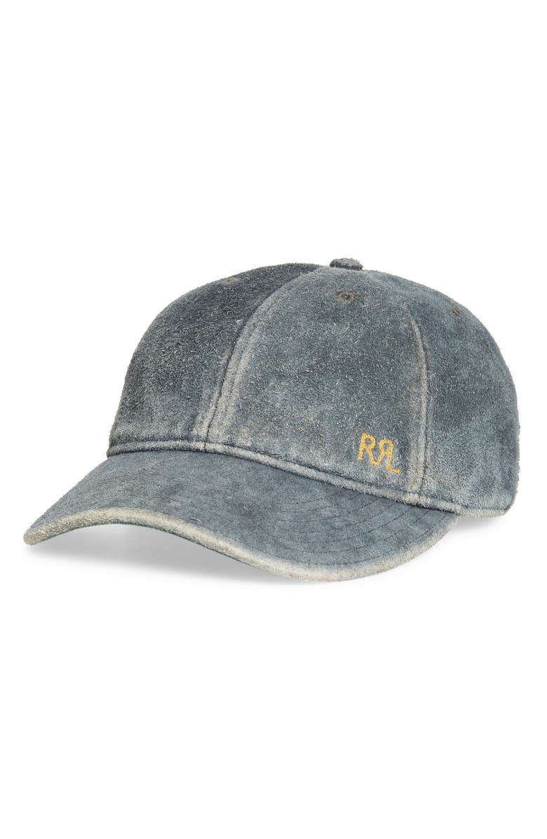 Double RL RRL Rough Out Suede Baseball Cap, Main, color,