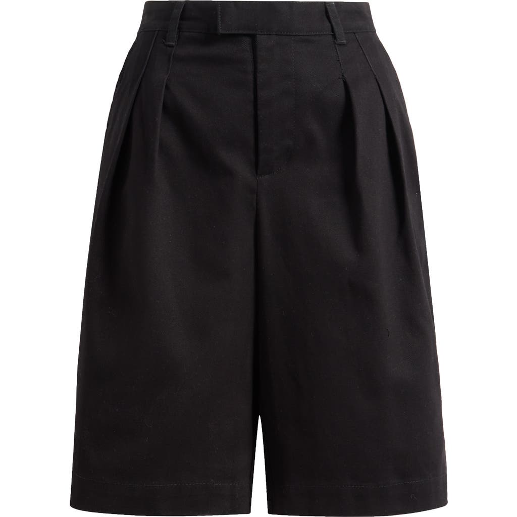 Steve Madden Ivana Pleated Front Cotton Shorts In Black