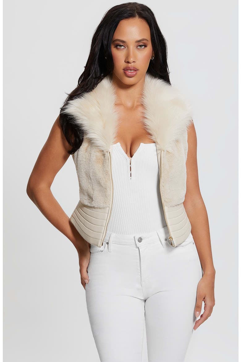 Jodie Faux Fur Vest, Alternate, color, PEARL OYSTER MULTI