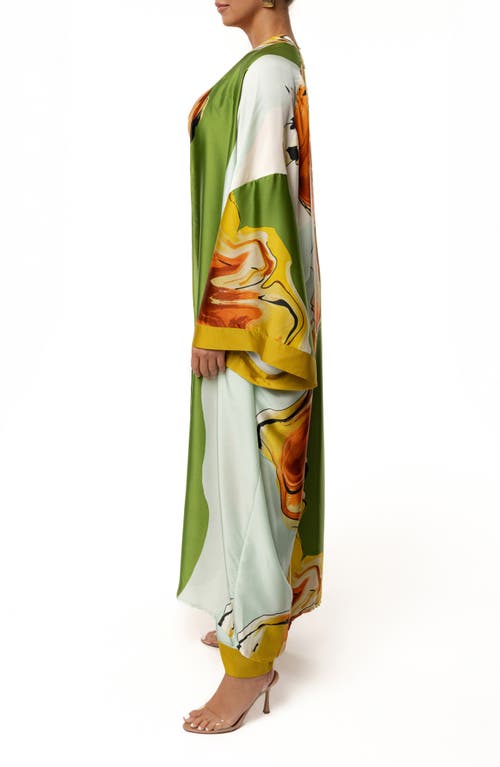 Jluxlabel Nola Satin Maxi Duster In Green
