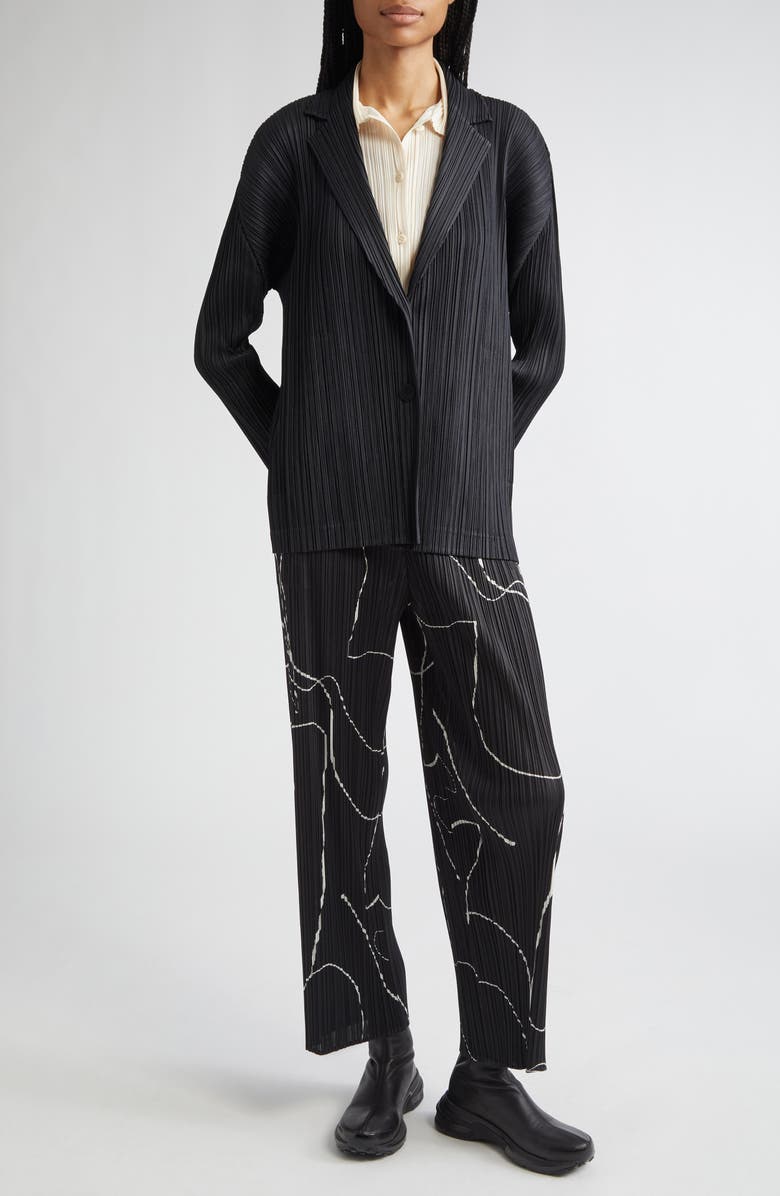 Pleats Please Issey Miyake Pleated Jacket, Alternate, color, Black