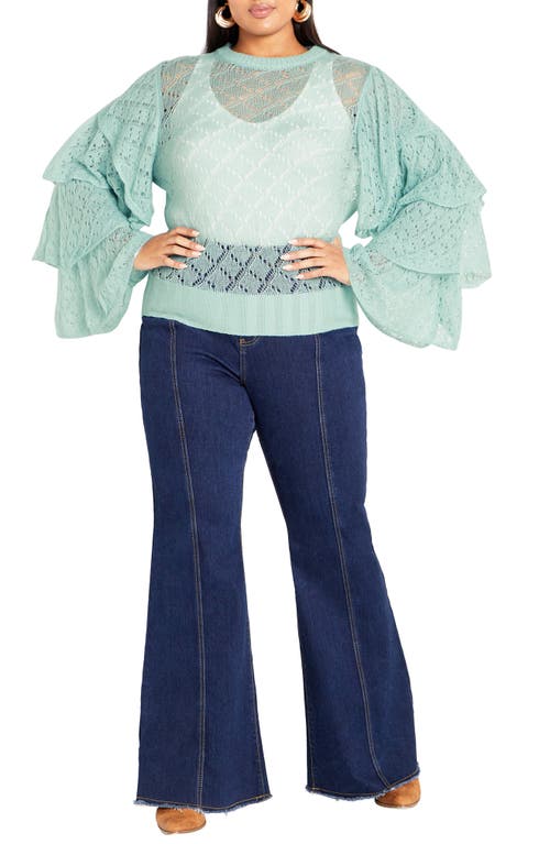 City Chic Carolina Pointelle Sweater In Green