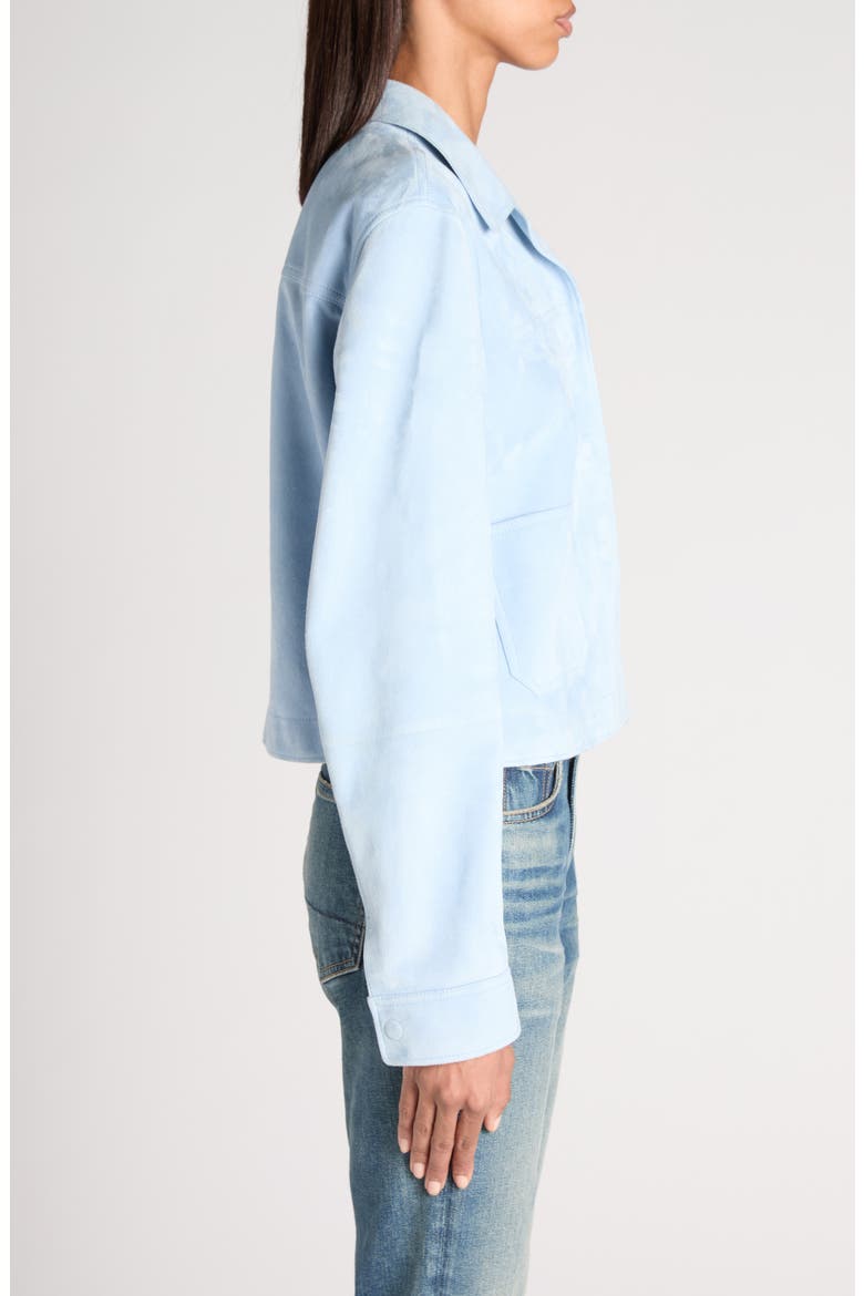 Lambskin Suede Overshirt, Alternate, color, MINERAL BLUE