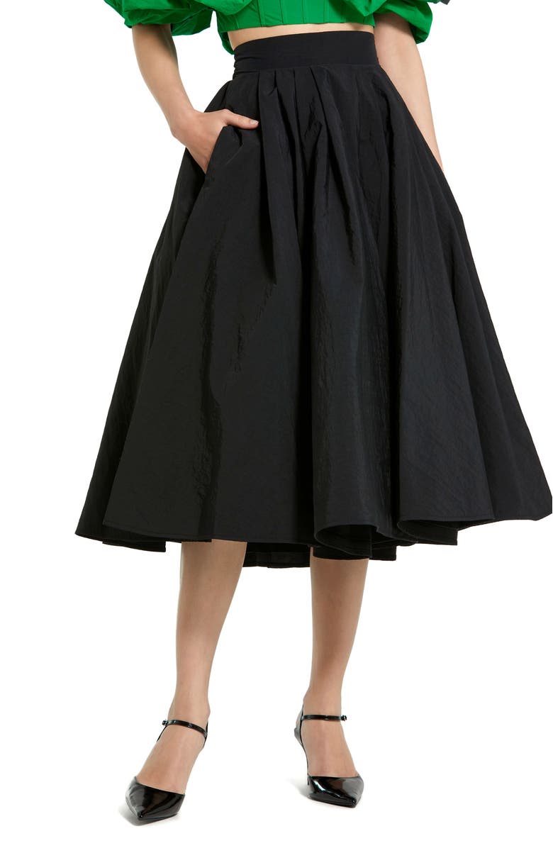 Mac Duggal Faille High Waisted A Line Midi Skirt, Main, color, Black