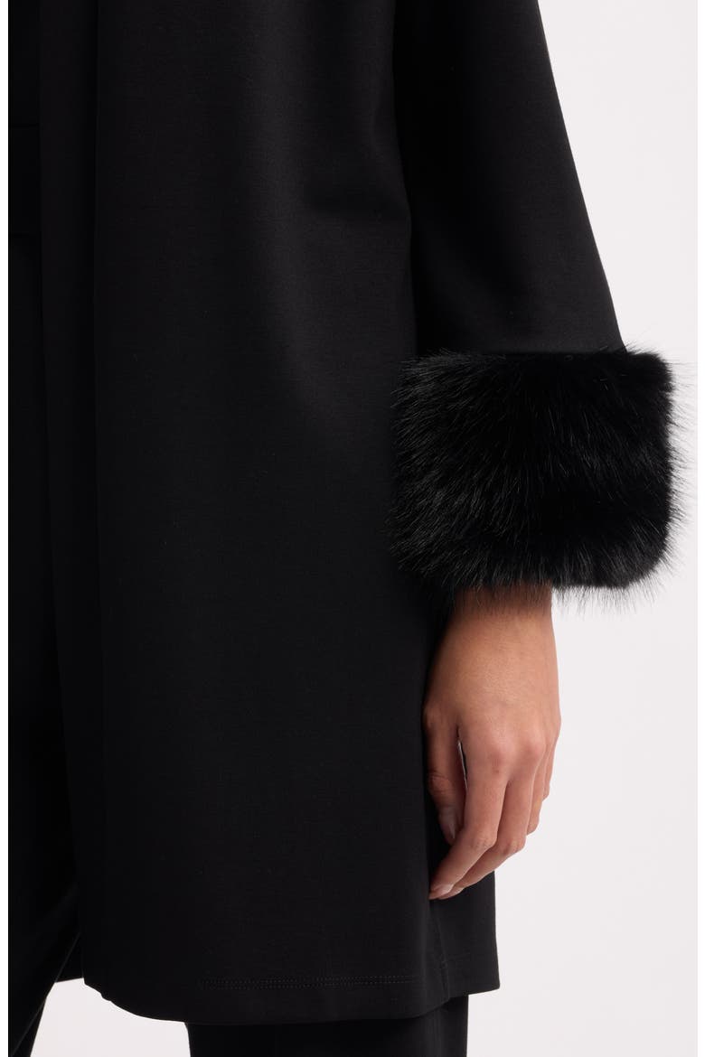 Faux Fur Trim Cardigan, Alternate, color, ANNE BLACK