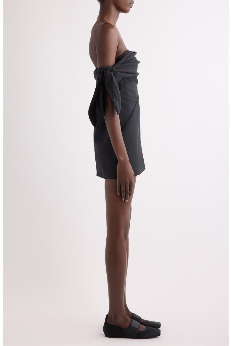 Bow Bustier Wool & Mohair Minidress, Alternate, color, BLACK