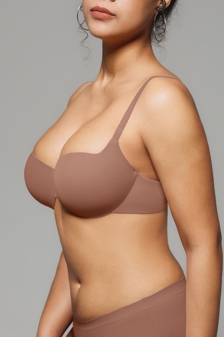 Balconette Underwire Push-Up Bra, Alternate, color, Latte