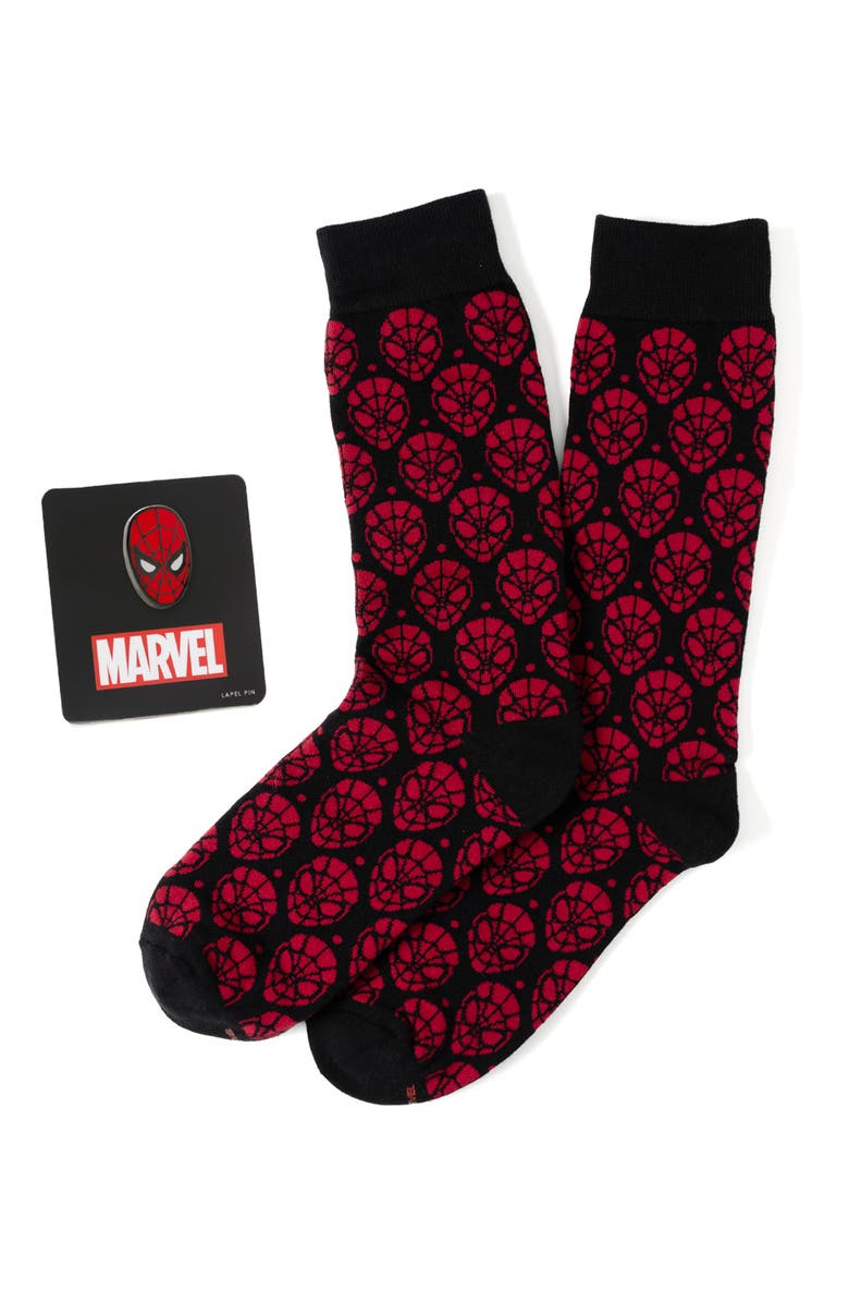 Cufflinks, Inc. Spider-Man Crew Socks & Cuff Links Set, Main, color,
