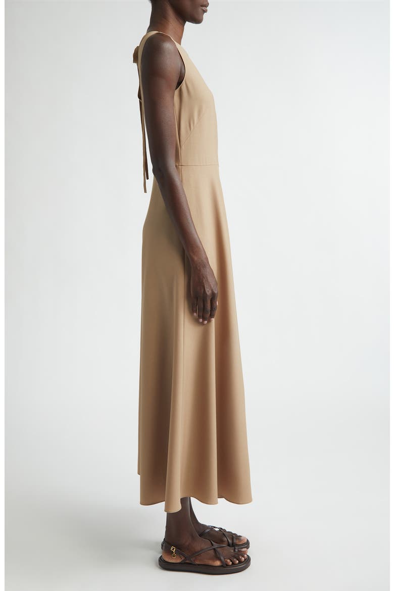 Sleeveless Tropical Wool Blend Midi Dress, Alternate, color, BROWNSTONE