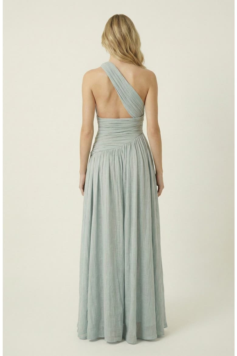 Pleated One Shoulder Cutout Gown, Alternate, color, Sage Green