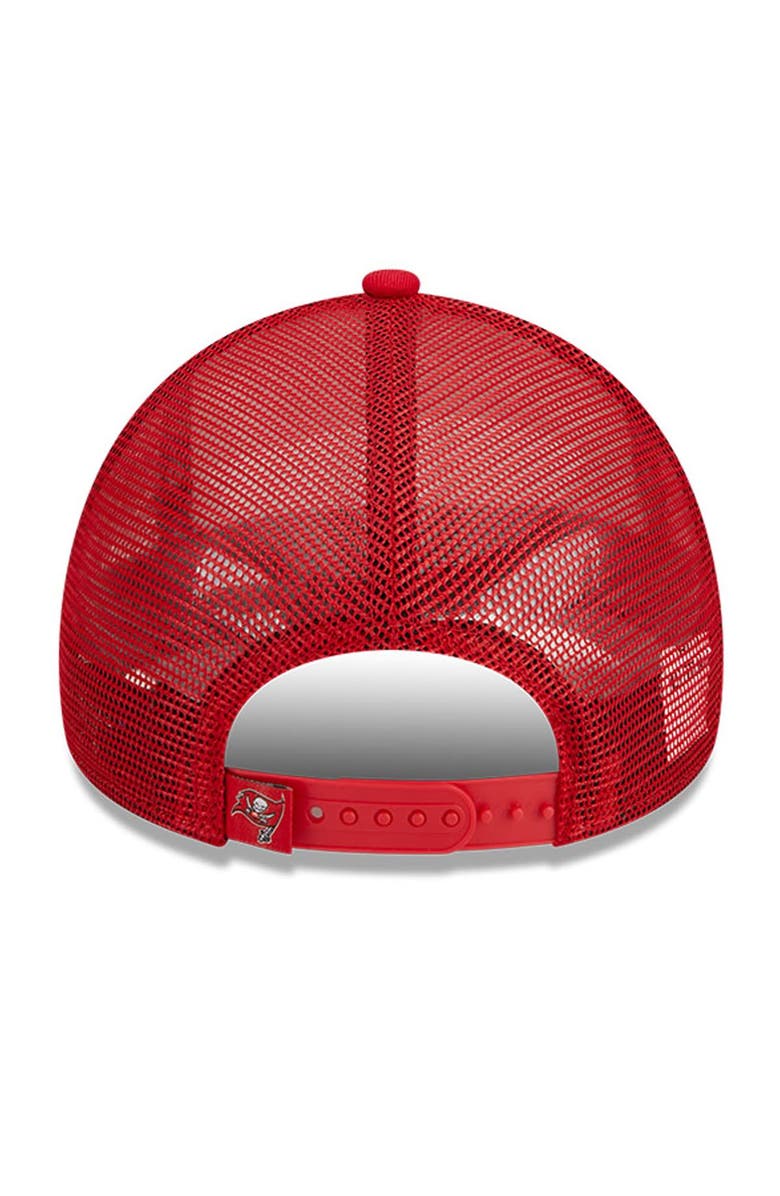 New Era Men's New Era White/Red Tampa Bay Buccaneers Stacked A-Frame Trucker 9FORTY Adjustable Hat, Alternate, color, White