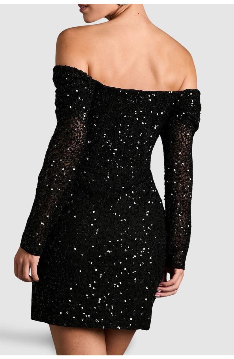 Coast Bardot Long Sleeve Wrap Skirt Mini Dress, Alternate, color, Black