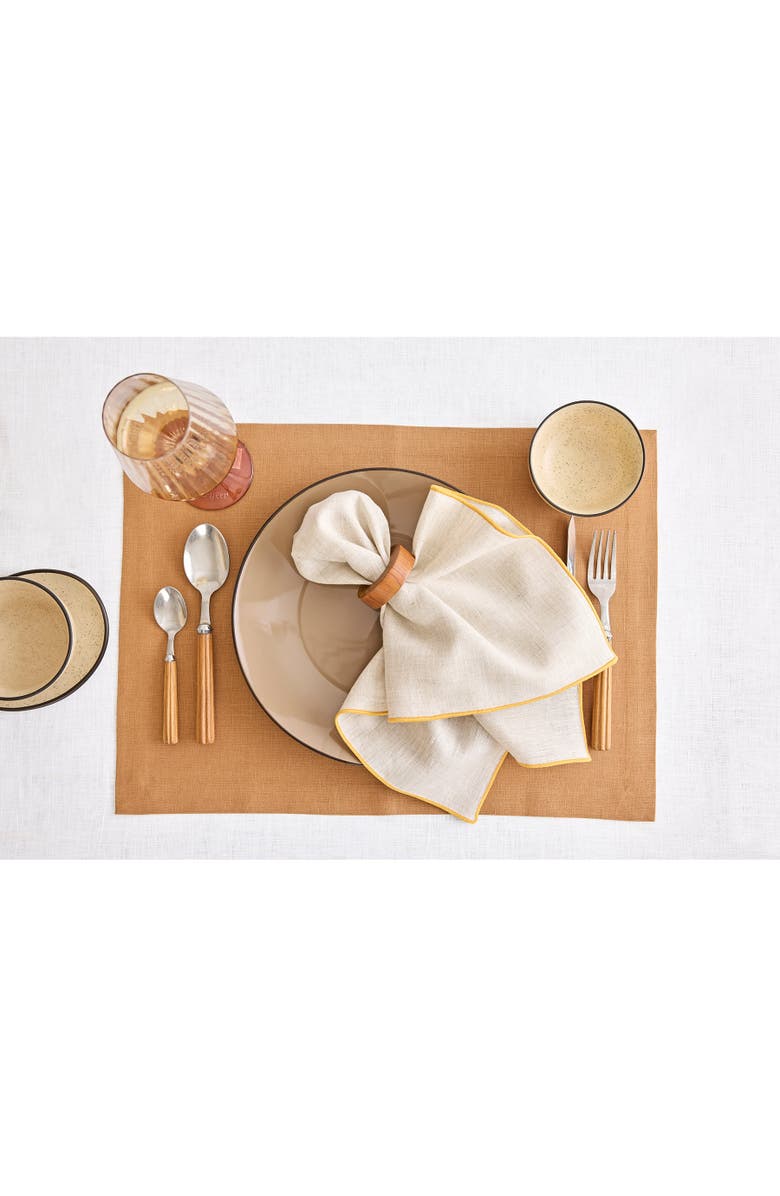 Solino Home Linen Dinner Napkins - Bianca Merrow Stitch, 20" x 20", Alternate, color, Light Natural