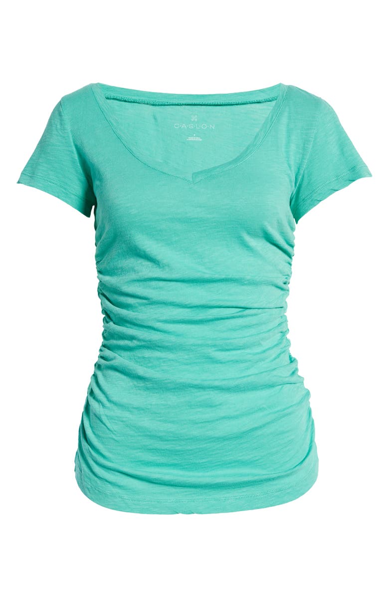 Caslon<sup>®</sup> Shirred V-Neck Tee, Alternate, color, 