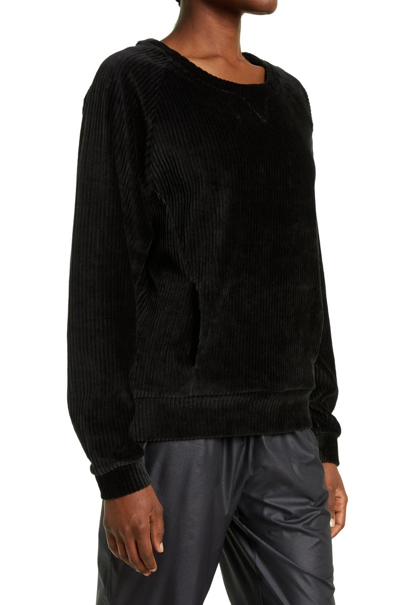 Zella Plush Corduroy Crewneck Sweatshirt, Alternate, color, 
