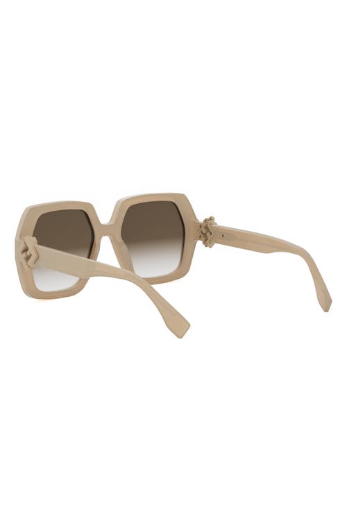 Fendi Eyewear Geometric Frame Sunglasses In Shiny Beige/gradient Brown