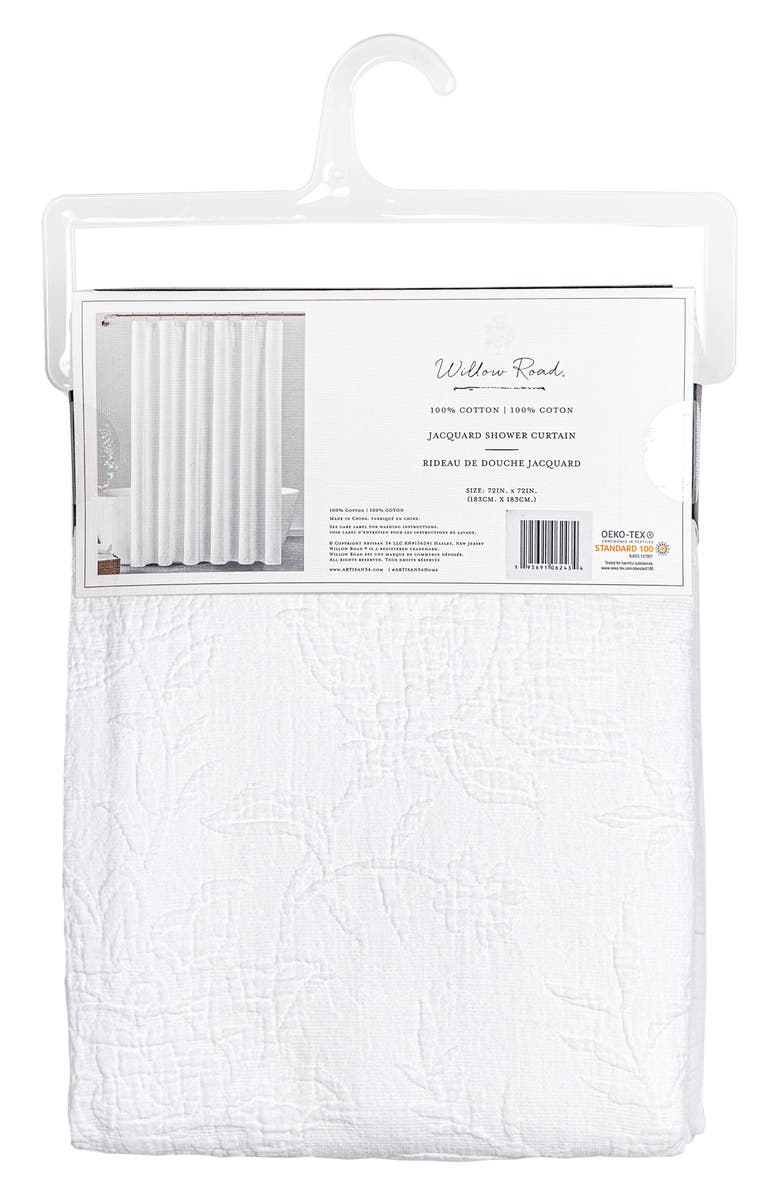 ARTISAN 34 Floral Jacquard Cotton Shower Curtain, Alternate, color, White