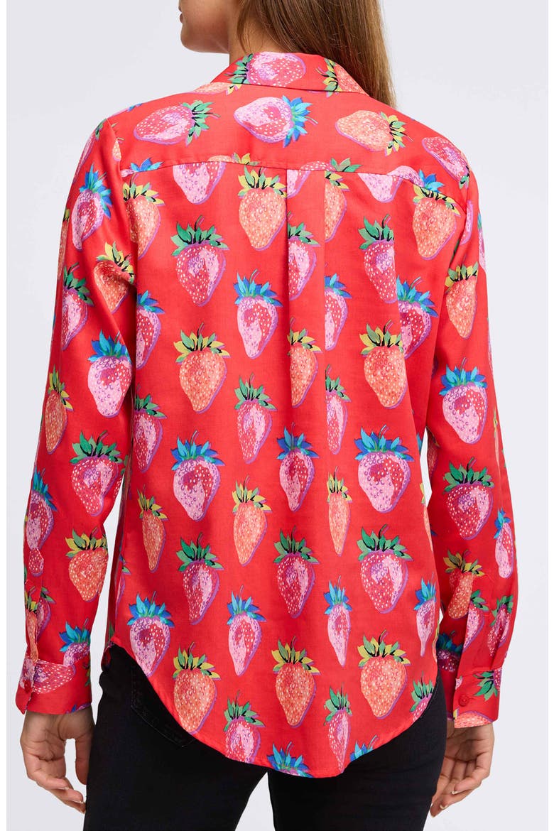 Charlie Strawberry Print Cotton Button-Up Shirt, Alternate, color, RED/ MULTI