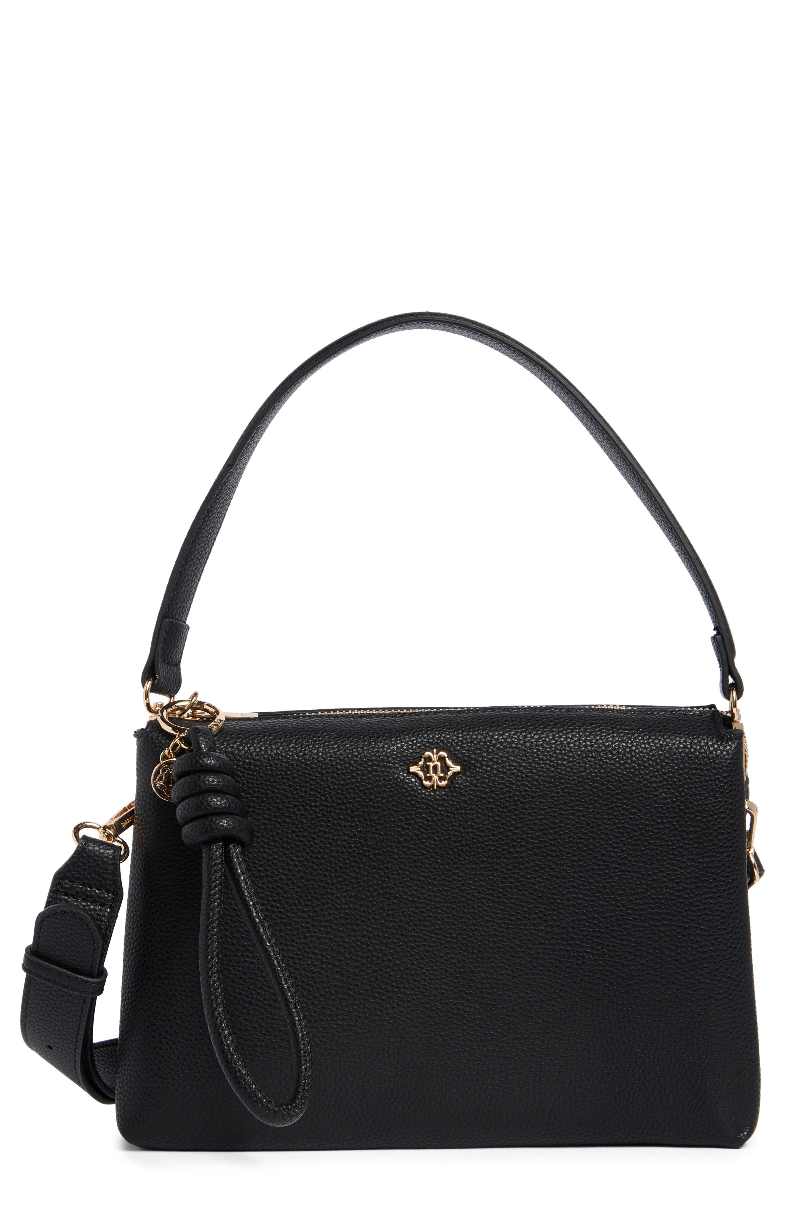 Nanette Lepore Alyce Triple Section Crossbody Bag, Main, color, Black