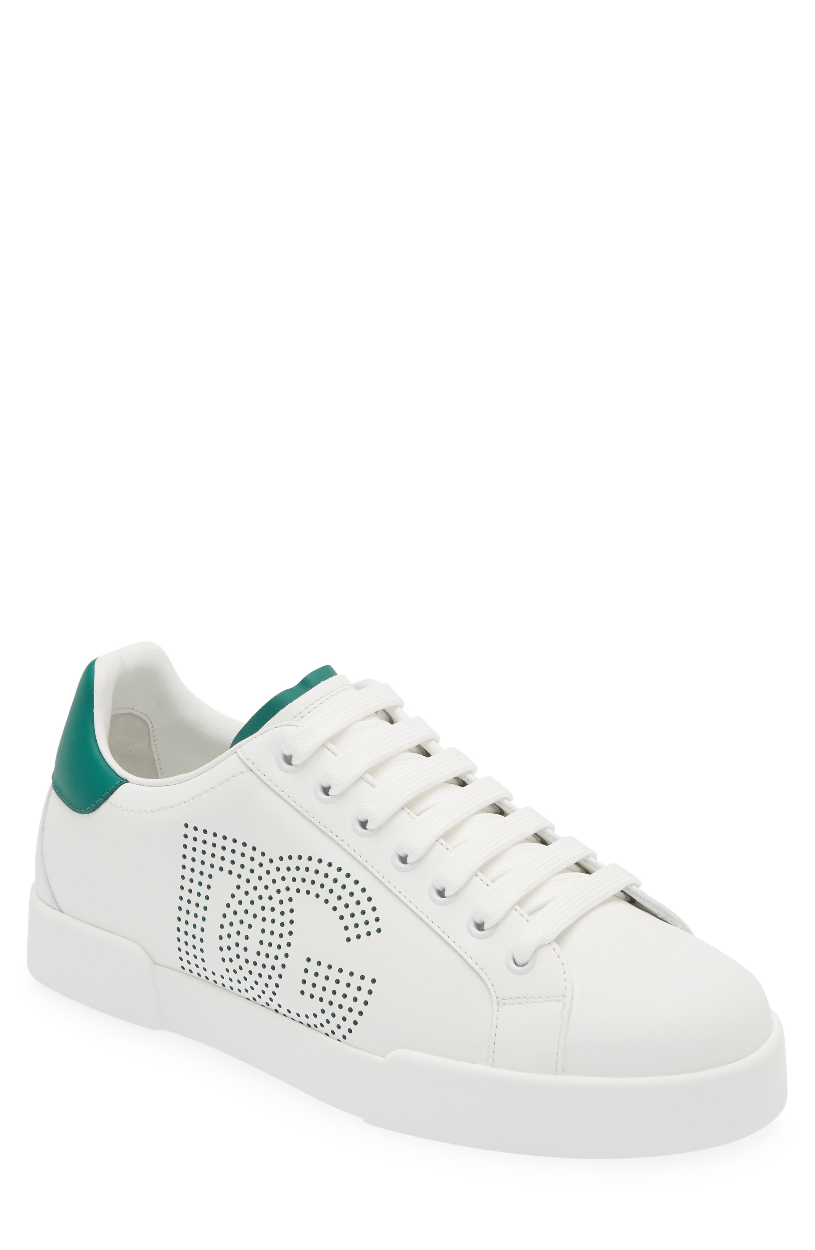 Dolce&Gabbana Portofino Leather Low Top Sneaker, Main, color, Bianco/ Smeraldo