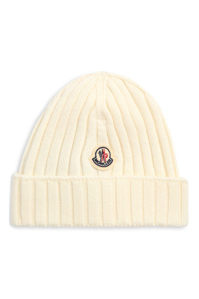 Kids' Rib Virgin Wool Beanie, Main, color, WHITE
