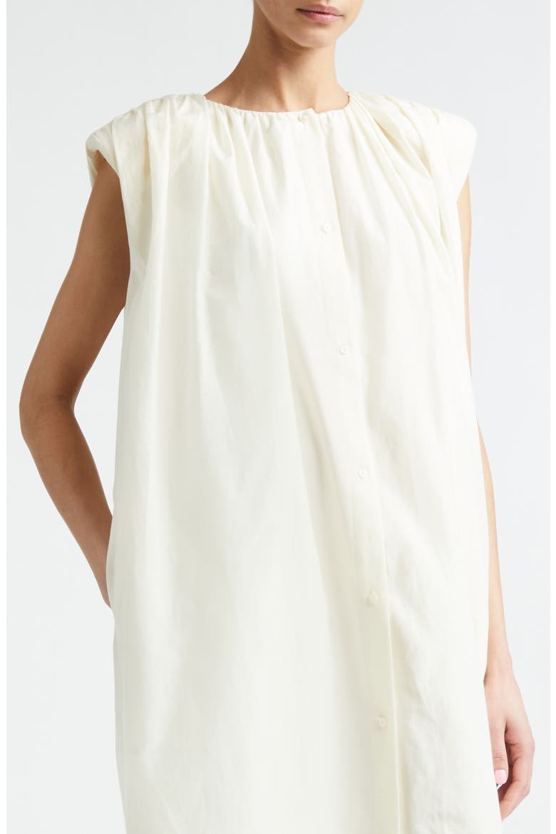 Cara Gathered Sleeveless Cotton & Silk Voile Shirtdress, Alternate, color, IVORY
