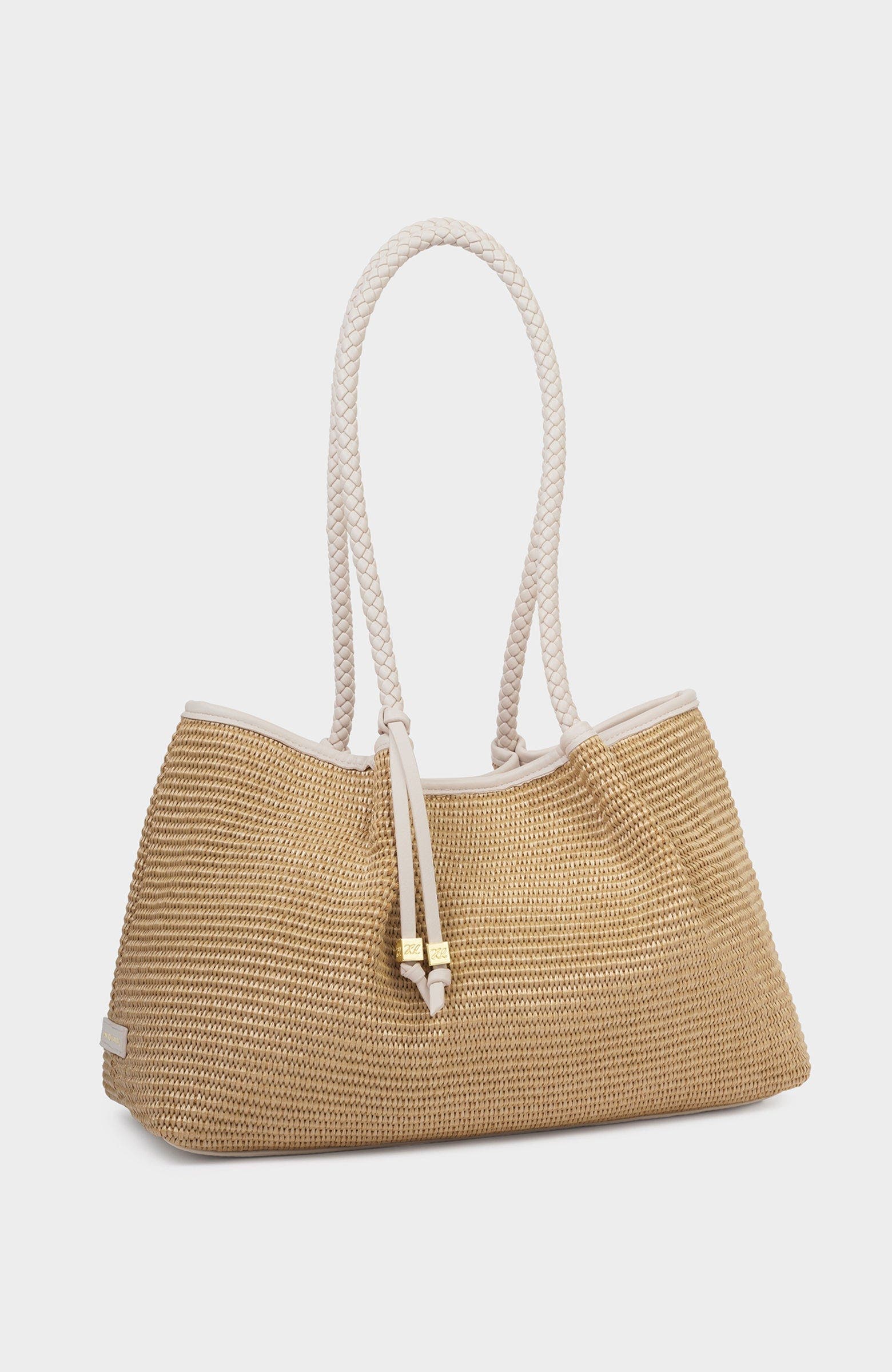 Katie Loxton Nova Raffia Small Shoulder Tote, Alternate, color, Oyster