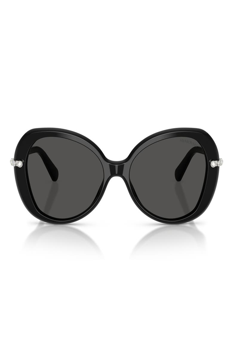 Swarovski 55mm Butterfly Sunglasses, Main, color, Black / Dark Grey