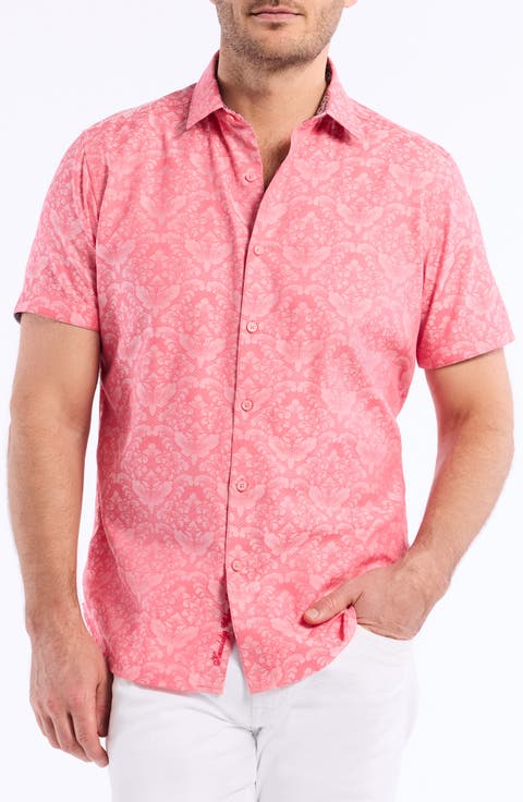 Bayveiw Short Sleeve Cotton Jacquard Button-Up Shirt