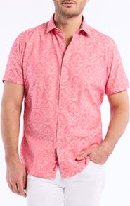 Robert Graham Bayveiw Short Sleeve Cotton Jacquard Button-Up Shirt