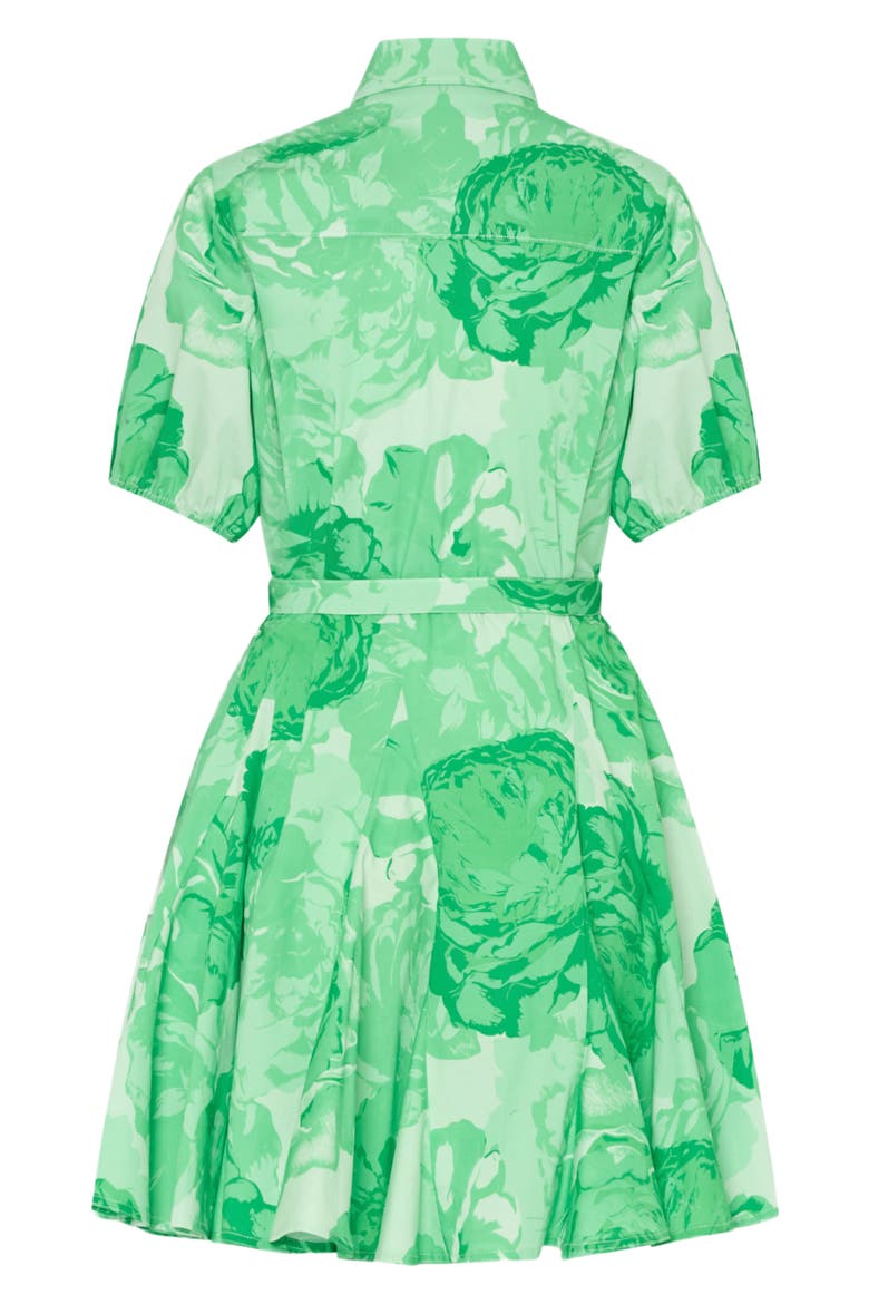 Juni Floral Stretch Cotton Poplin Mini Shirtdress, Alternate, color, GREEN/ WHITE