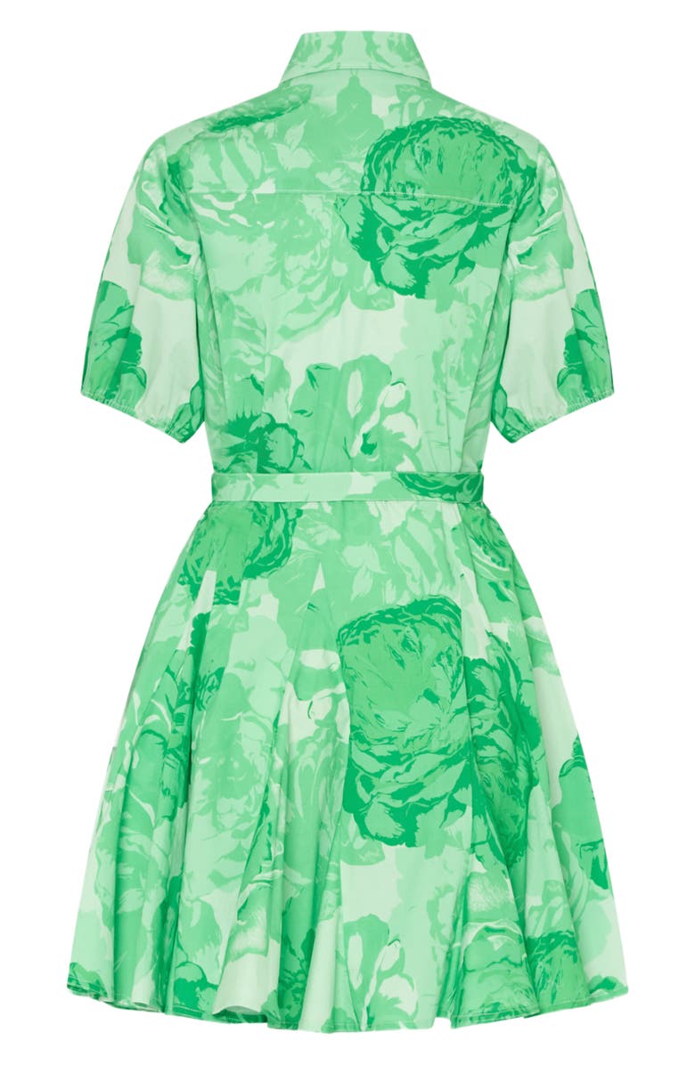 Milly Juni Floral Stretch Cotton Poplin Mini Shirtdress, Alternate, color, Green/ White