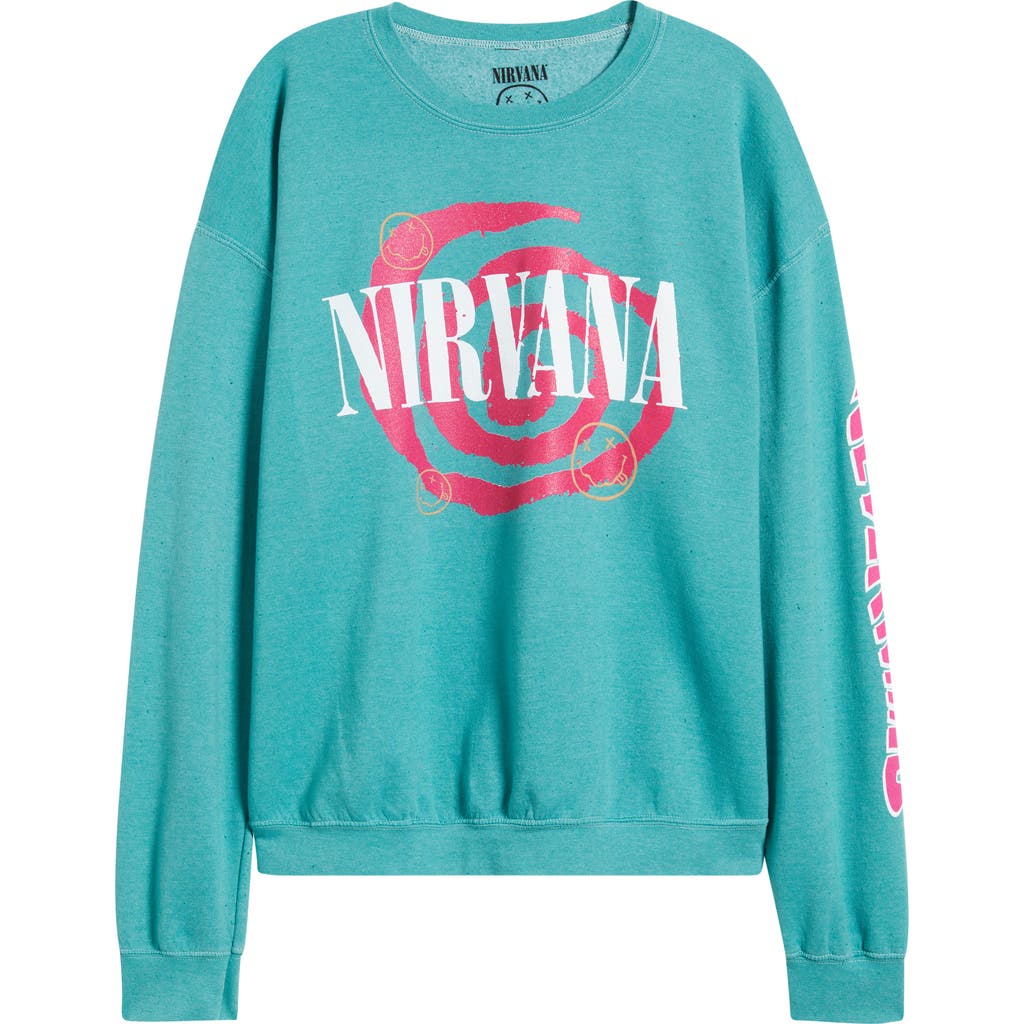 Merch Traffic Nirvana Snake Swirl Sweatshirt In Green
