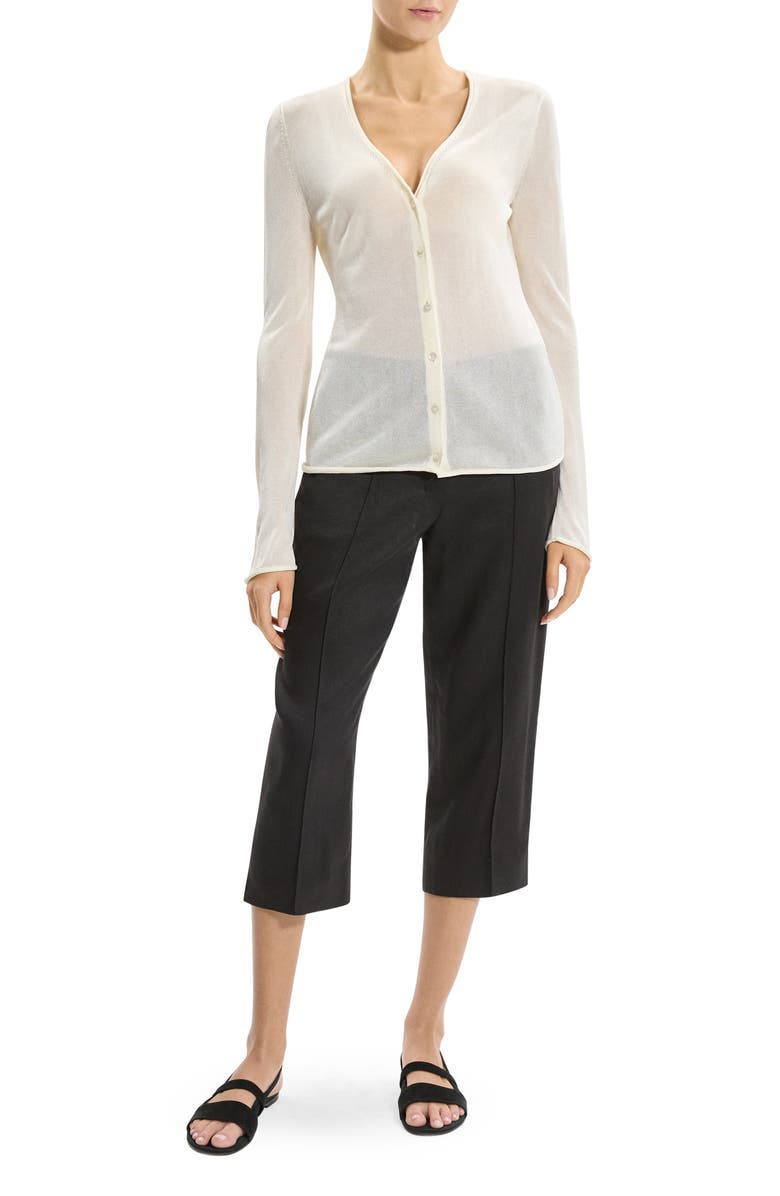 Theory Lust Sheer Jersey Cardigan, Alternate, color, Ivory