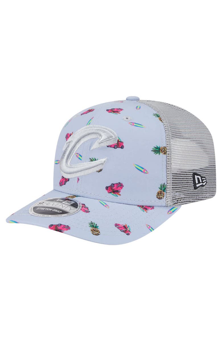 New Era Men's New Era Light Blue/Gray Cleveland Cavaliers Adventure Aloha Pattern 9SEVENTY Stretch-Snap Hat, Main, color, Light Blue