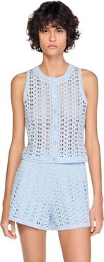 SANDRO Beaded crochet cardigan