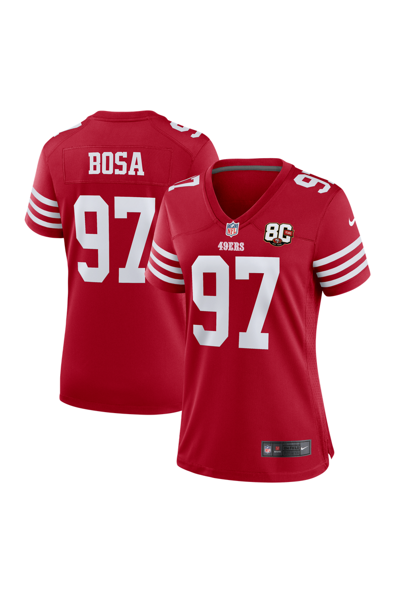 Women's Nike Nick Bosa Scarlet San Francisco 49ers 80th Anniversary Game Jersey, Main, color, Scarlet