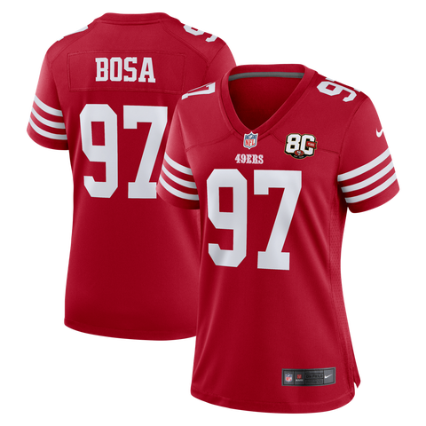 Women's Nike Nick Bosa Scarlet San Francisco 49ers 80th Anniversary Game Jersey
