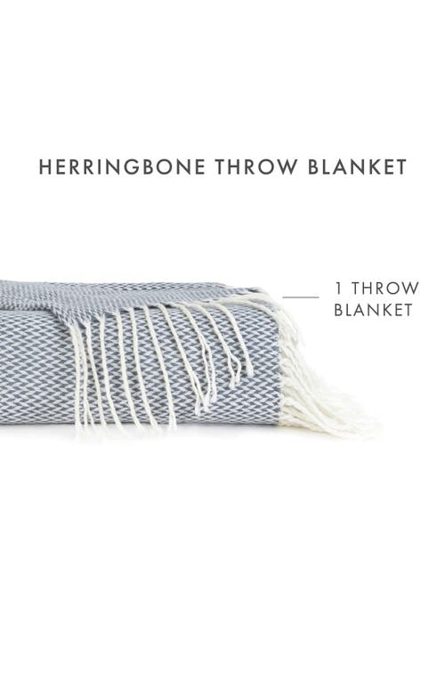 Ienjoy Home Herringbone Throw Blanket In Dusk Blue